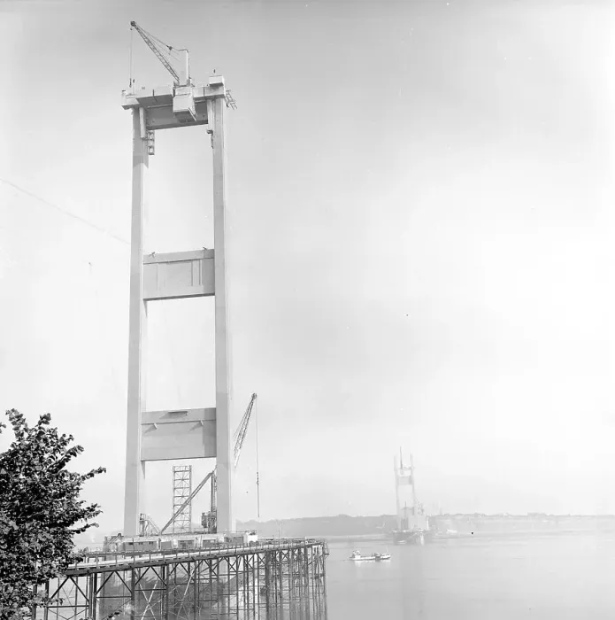 Framed Print : Building the Severn Bridge Framed Print : Building the Severn Bridge