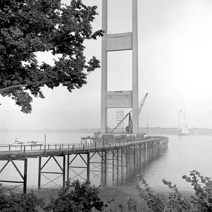 Framed Print : Building the Severn Bridge