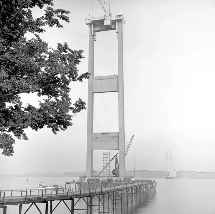 Framed Print : Building the Severn Bridge Framed Print : Building the Severn Bridge