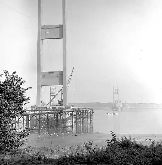 Framed Print : Building the Severn Bridge Framed Print : Building the Severn Bridge