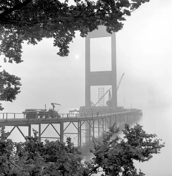 Framed Print : Building the Severn Bridge Framed Print : Building the Severn Bridge