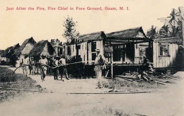 Framed Print : Buildings after a fire on Guam, Western Pacific Framed Print : Buildings after a fire on Guam, Western Pacific