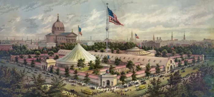 Framed Print : Buildings of the Great Central Fair, in aid of the U. S. Sani Framed Print : Buildings of the Great Central Fair, in aid of the U. S. Sani