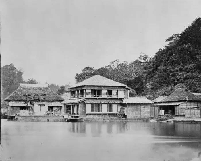 Framed Print : Buildings seen across a lake Framed Print : Buildings seen across a lake