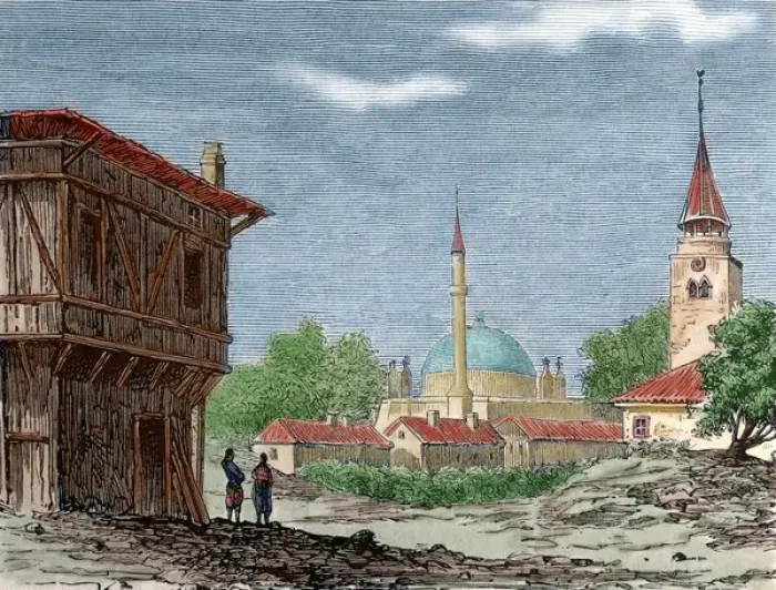 Framed Print : Bulgaria. Razgrad. Ottoman domination. Engraving by Capuz L Framed Print : Bulgaria. Razgrad. Ottoman domination. Engraving by Capuz L