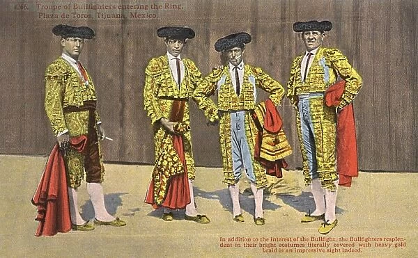 Four bullfighters, Plaza de Toros, Tijuana, Mexico
