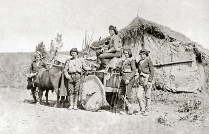 Framed Print : Bullock wagon in the Caucasus, circa 1880s Framed Print : Bullock wagon in the Caucasus, circa 1880s