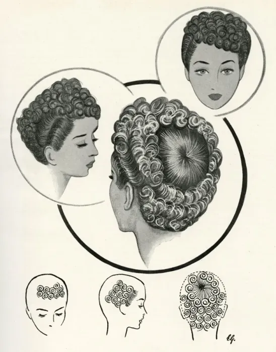 Framed Print : Bulls eye hairstyle 1940s Framed Print : Bulls eye hairstyle 1940s