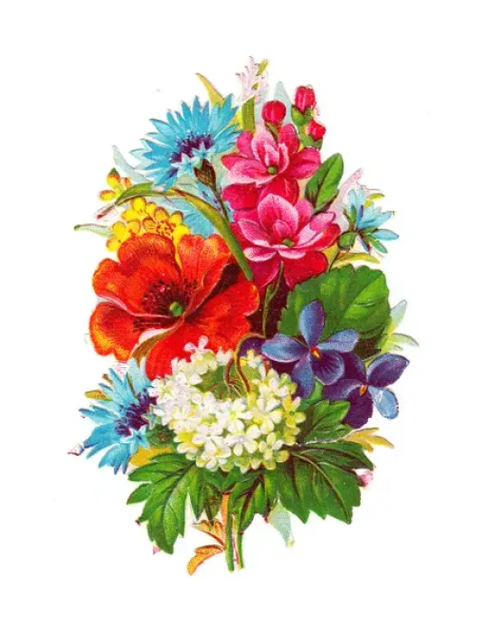 Framed Print : Bunch of assorted flowers on a Victorian scrap Framed Print : Bunch of assorted flowers on a Victorian scrap