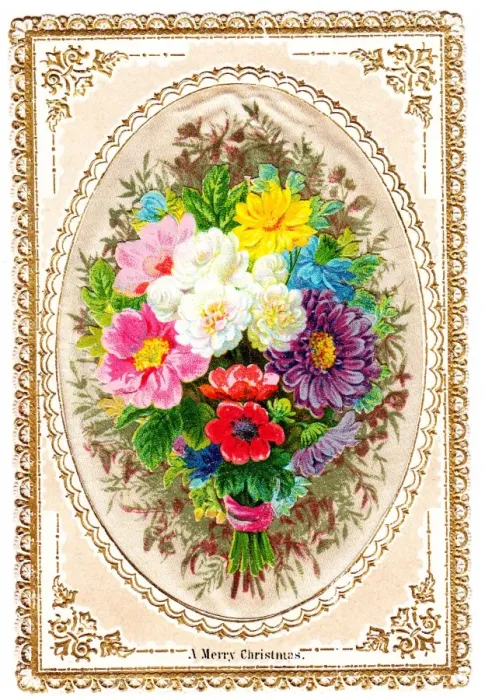 Framed Print : Bunch of flowers on a Christmas card Framed Print : Bunch of flowers on a Christmas card