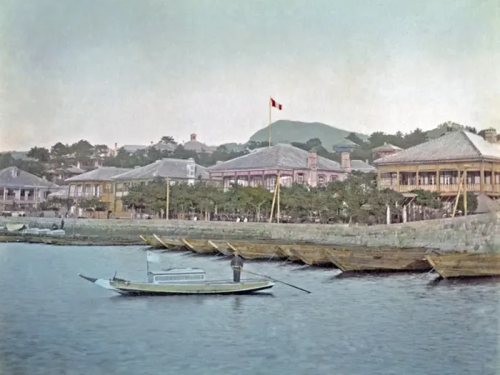 Framed Print : Bund of Nagasaki, Japan, circa 1880s Framed Print : Bund of Nagasaki, Japan, circa 1880s