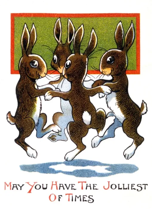Framed Print : Four Bunnies Dance Framed Print : Four Bunnies Dance