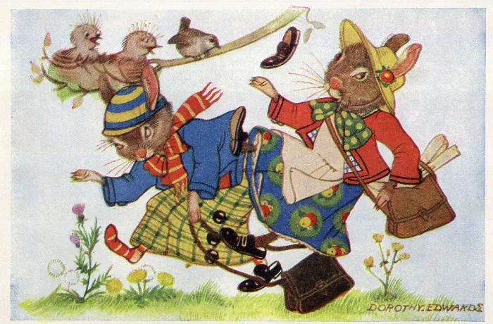 Framed Print : The Bunnies - Mrs Wren gives them a fright Framed Print : The Bunnies - Mrs Wren gives them a fright
