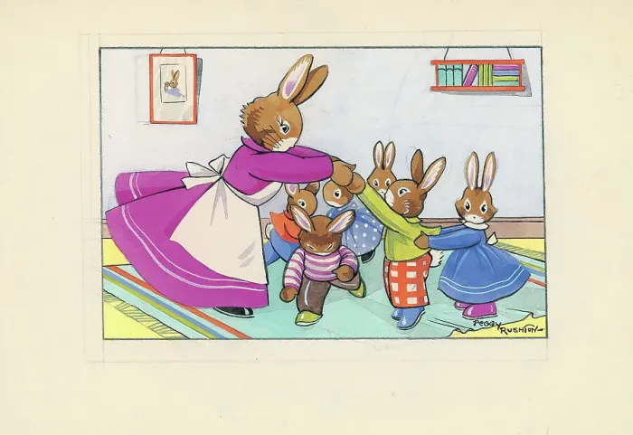 Framed Print : Bunnies playing as children Framed Print : Bunnies playing as children
