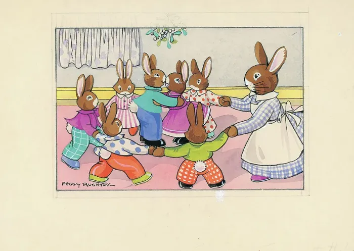 Framed Print : Bunnies playing as children Children's childrens