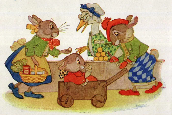 Framed Print : The Bunnies at the Shop Framed Print : The Bunnies at the Shop