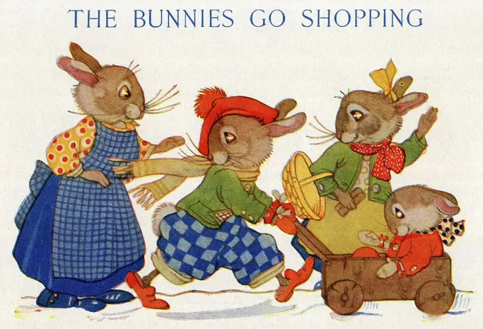 Framed Print : The Bunnies Go Shopping Framed Print : The Bunnies Go Shopping