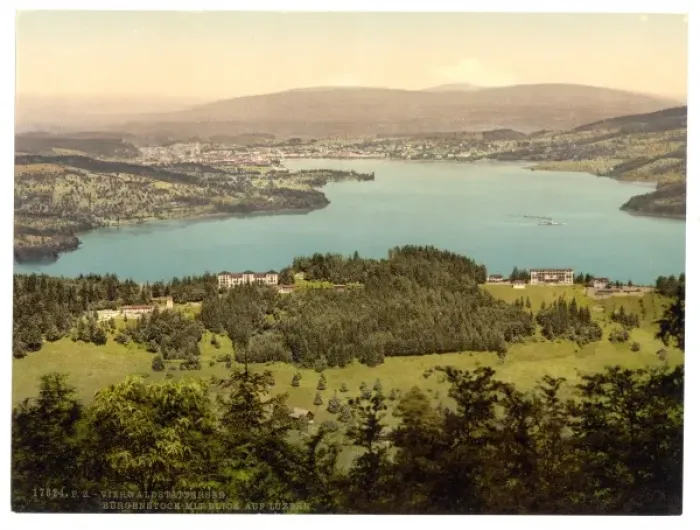 Framed Print : Burgenstock, view of Lucerne, Lake Lucerne, Switzerland Framed Print : Burgenstock, view of Lucerne, Lake Lucerne, Switzerland