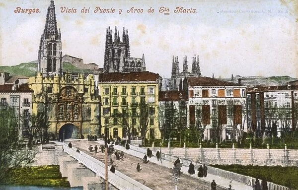 Burgos, Spain - The Bridge and Arch of Santa Maria