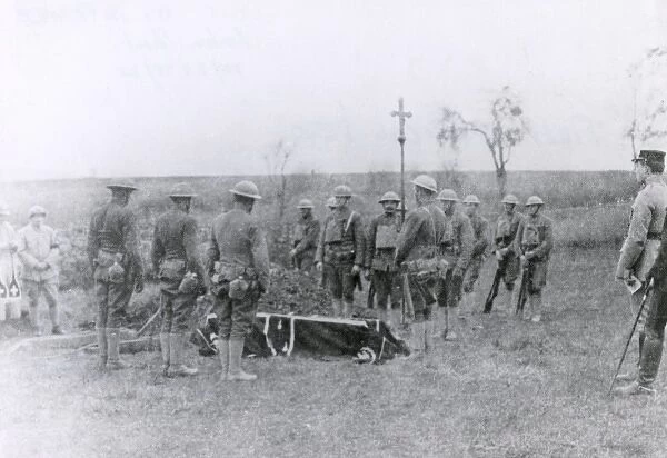 Burial of early American casualty, France, WW1