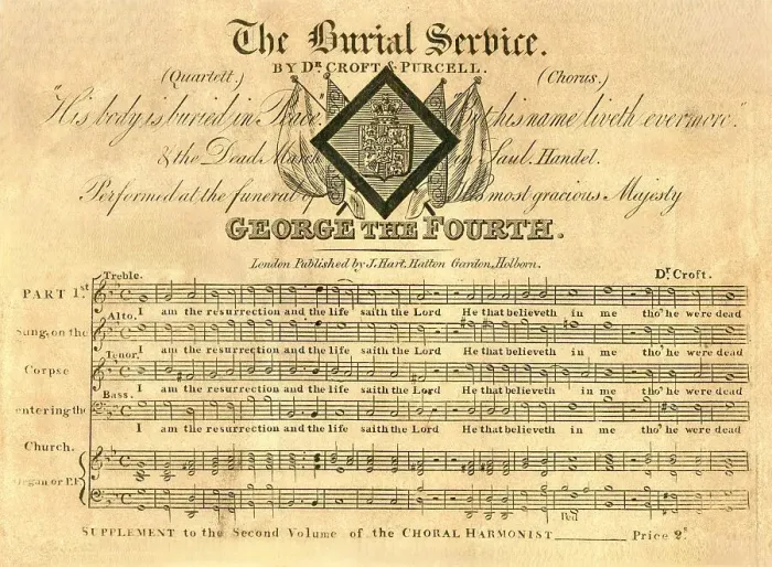 Framed Print : Burial Service of King George IV, Dr Croft and Purcell music Framed Print : Burial Service of King George IV, Dr Croft and Purcell music