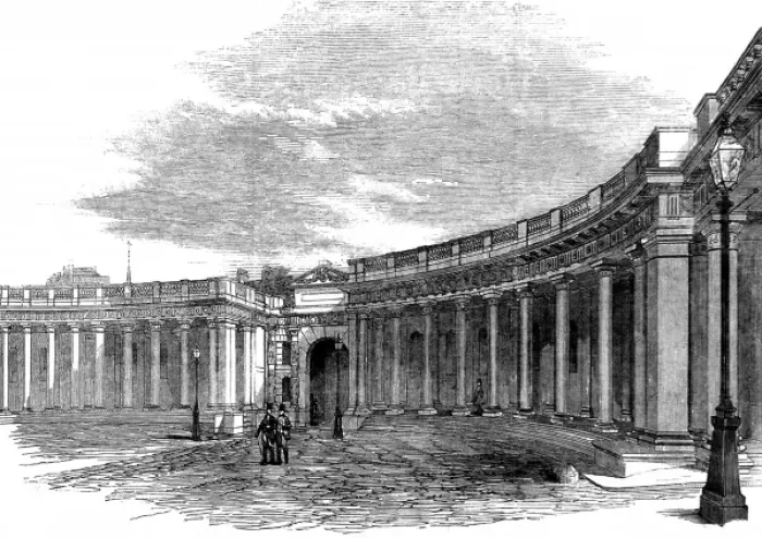 Framed Print : Burlington House Colonnade, London, 1855 Framed Print : Burlington House Colonnade, London, 1855