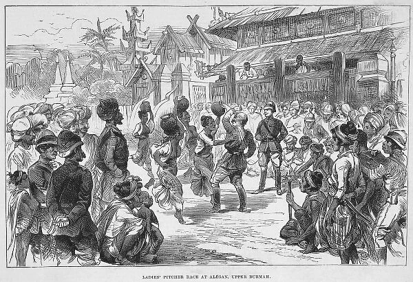 Burma 1887. Ladies pitcher race at Alegan, Burma 1887 Date: 1887