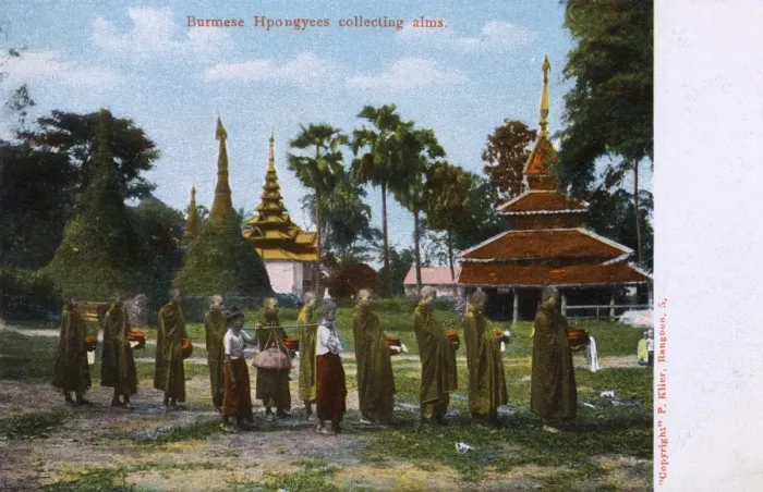 Framed Print : Burmese monks (hpongyees) collecting alms, Burma Framed Print : Burmese monks (hpongyees) collecting alms, Burma
