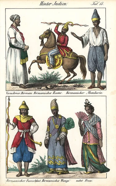 Burmese nobleman, cavalryman, infantry, minister and wife