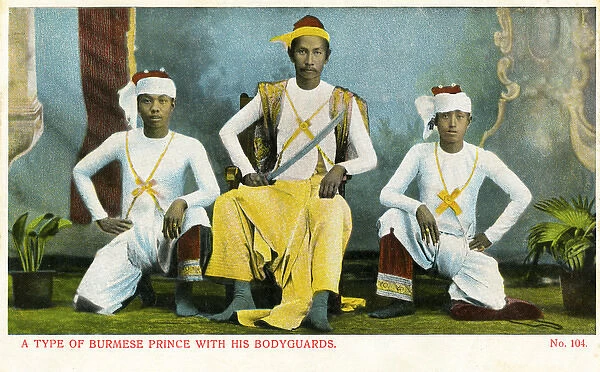 Burmese prince and two bodyguards, Burma