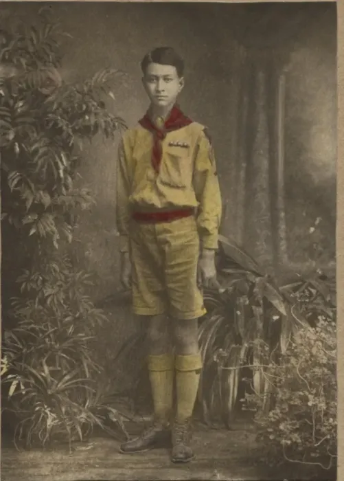 Framed Print : Burmese scout in red scarf and belt Framed Print : Burmese scout in red scarf and belt