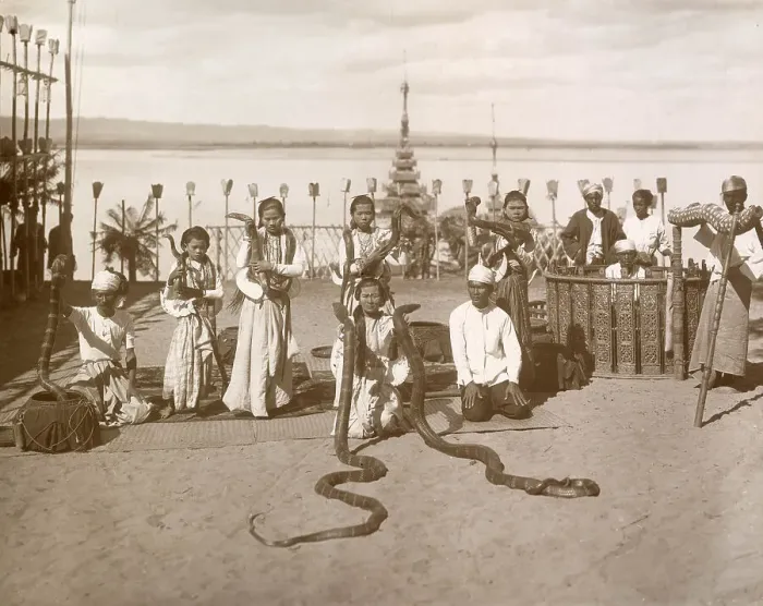 Framed Print : Burmese snake charmers Date: 1916 Framed Print : Burmese snake charmers Date: 1916