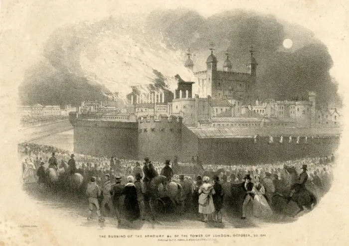 Framed Print : Burning of the Armoury, Tower of London Framed Print : Burning of the Armoury, Tower of London
