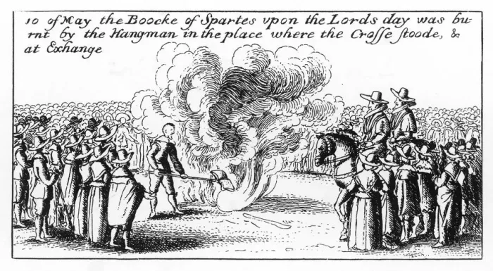 Framed Print : Burning a Book 1643 Framed Print : Burning a Book 1643