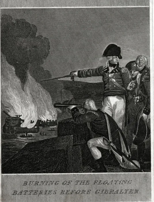 Framed Print : Burning of the Floating Batteries before Gibraltar Framed Print : Burning of the Floating Batteries before Gibraltar