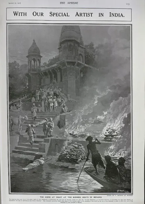 Framed Print : Burning ghats, Benares Framed Print : Burning ghats, Benares