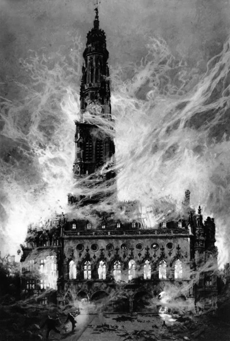Framed Print : The Burning of the Hotel de Ville at Arras Framed Print : The Burning of the Hotel de Ville at Arras