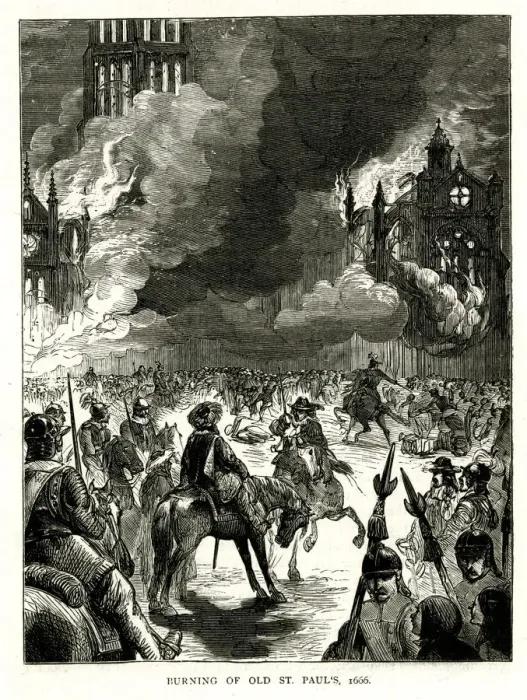 Framed Print : Burning of Old St. Pauls Cathedral, 1666 Framed Print : Burning of Old St. Pauls Cathedral, 1666
