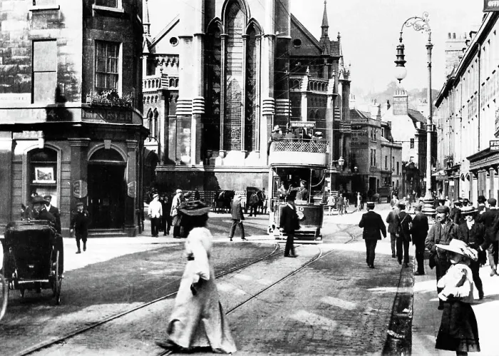 Framed Print : Burnley Road, Bacup, early 1900s Framed Print : Burnley Road, Bacup, early 1900s