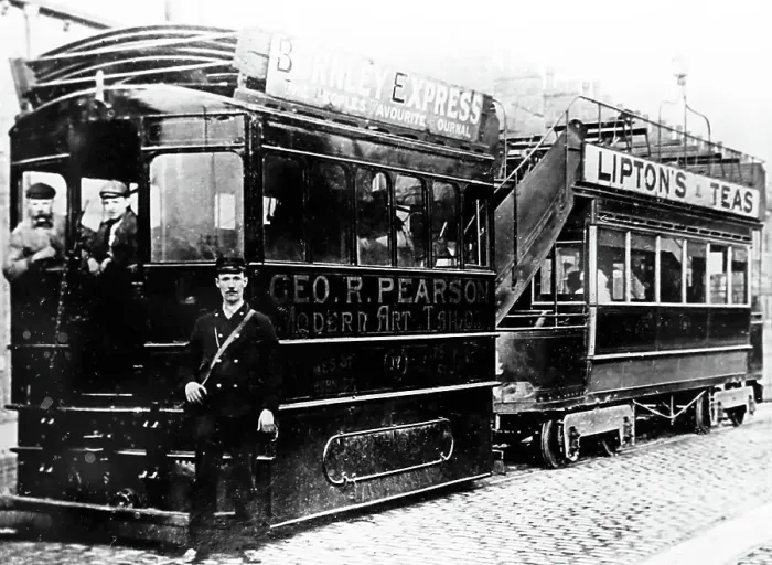 Framed Print : Burnley steam tram, Lancashire, early 1900s Framed Print : Burnley steam tram, Lancashire, early 1900s
