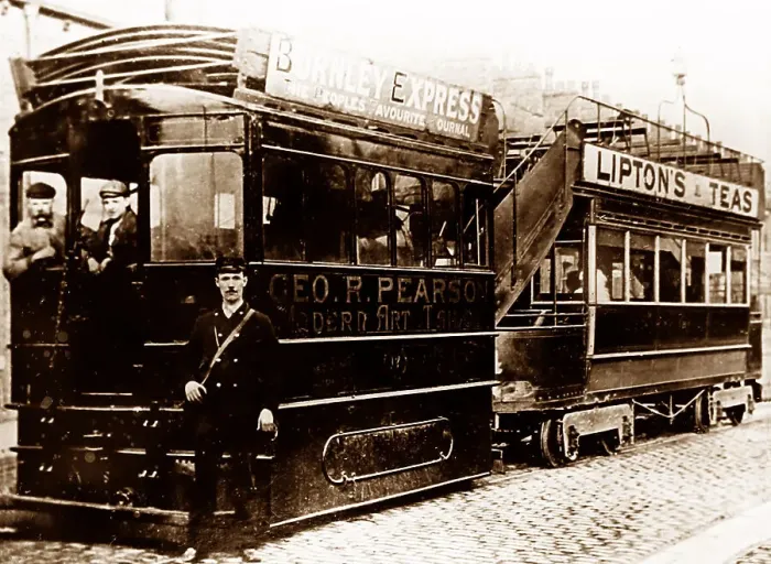 Framed Print : Burnley steam tram, Lancashire, early 1900s Framed Print : Burnley steam tram, Lancashire, early 1900s