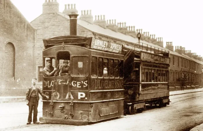 Framed Print : Burnley steam tram, Victorian period Framed Print : Burnley steam tram, Victorian period