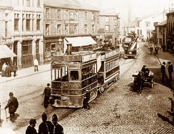 Framed Print : Burnley Steam Tram Victorian period Framed Print : Burnley Steam Tram Victorian period