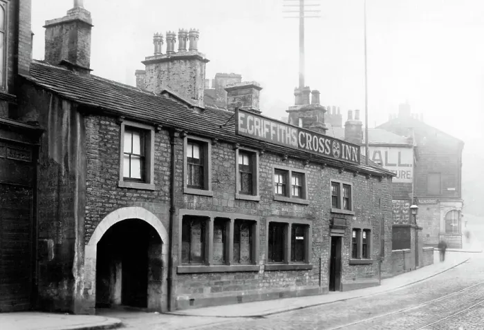Framed Print : Burnley Town Centre, probably 1940s Framed Print : Burnley Town Centre, probably 1940s