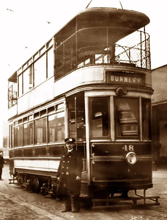 Framed Print : Burnley tram driver Charlie Nelson, possibly 1920s Framed Print : Burnley tram driver Charlie Nelson, possibly 1920s