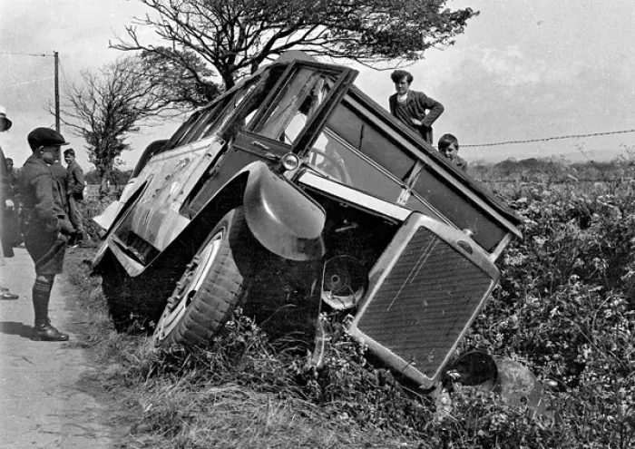 Framed Print : Bus in a ditch Framed Print : Bus in a ditch