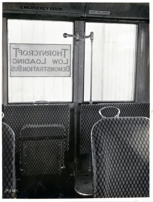 Framed Print : Bus door gear on low loading demo bus Framed Print : Bus door gear on low loading demo bus
