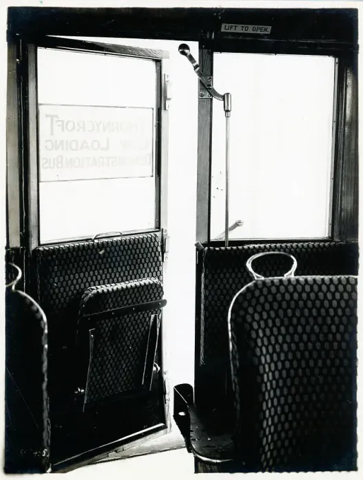 Framed Print : Bus door gear on low loading demo bus Framed Print : Bus door gear on low loading demo bus