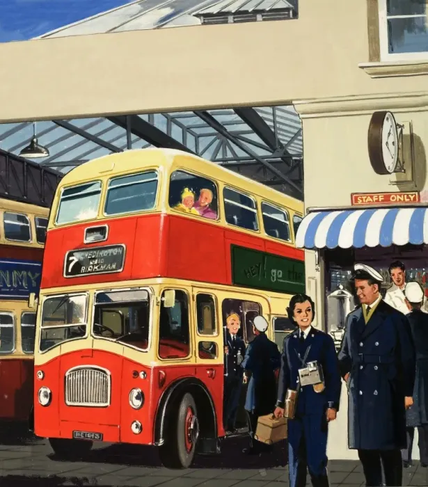 Framed Print : Bus drivers and conductors Framed Print : Bus drivers and conductors
