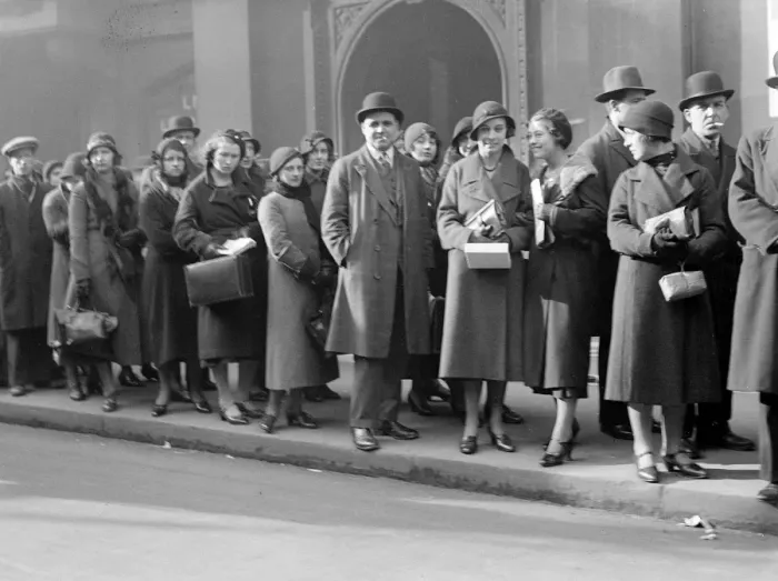 Framed Print : A Bus Queue 1920S Framed Print : A Bus Queue 1920S